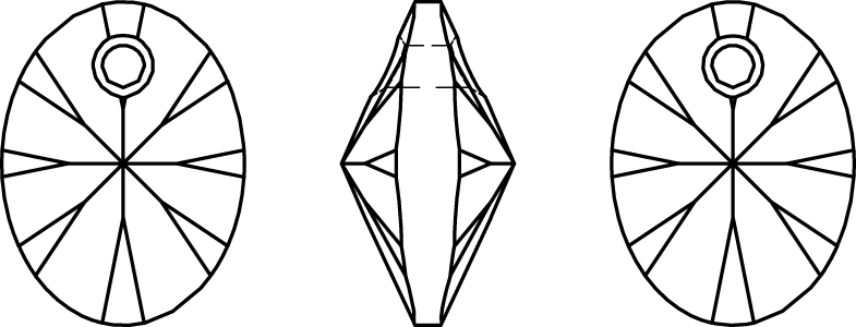 Swarovski Crystal Pendants - 6028 - Xilion Oval Line Drawing